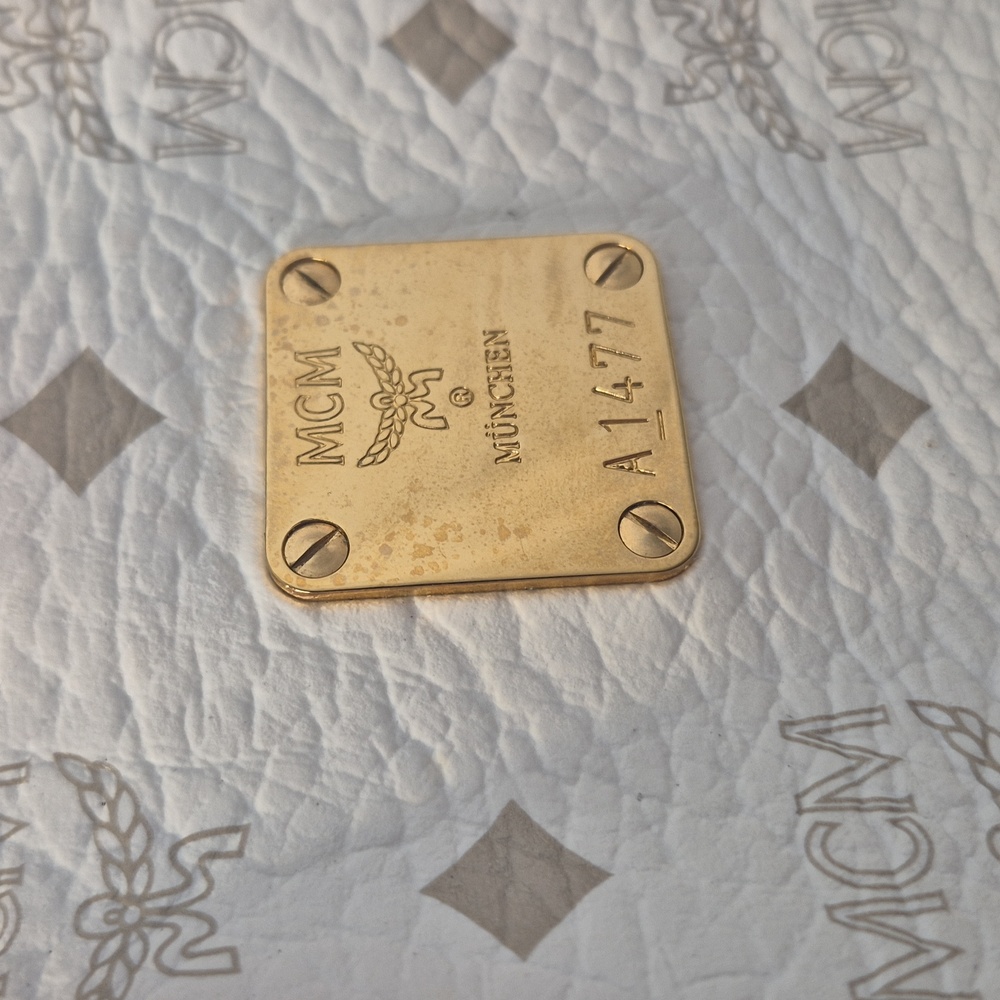 MCM White Shoulder Bag with Logo Pattern - Picture 15 of 17